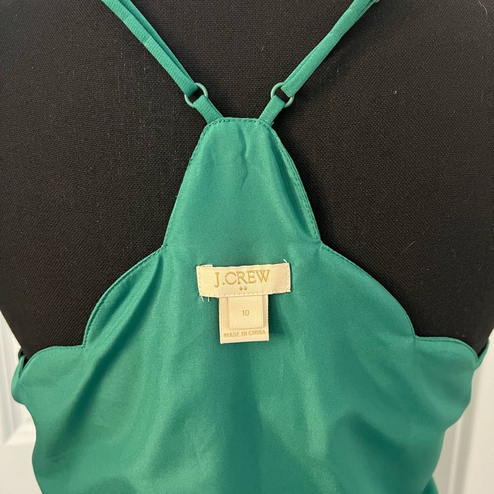 J. Crew Green Scalloped Strappy Camisole
